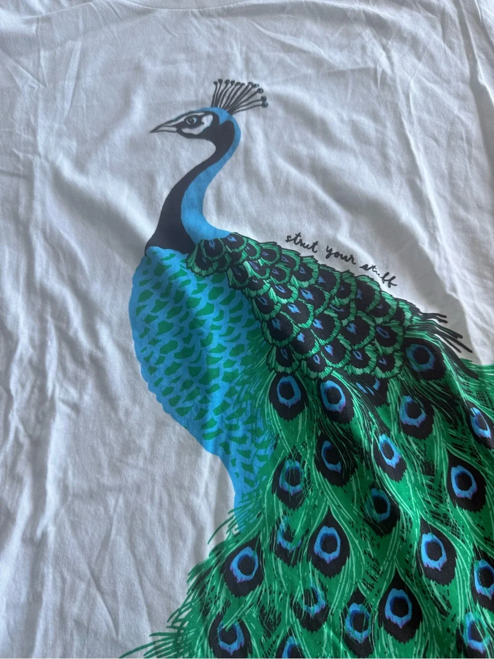 Kate Spade White Tee with Vibrant Peacock Graphic - Picture 4 of 4